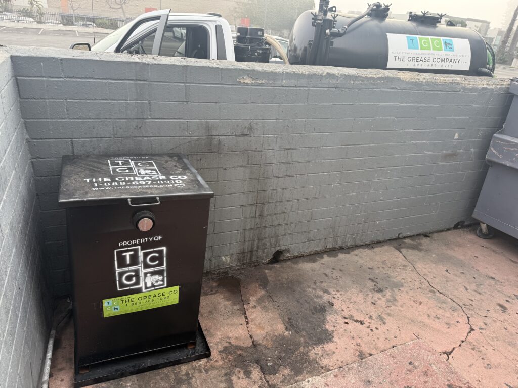 New grease trap installation in a Los Angeles commercial kitchen