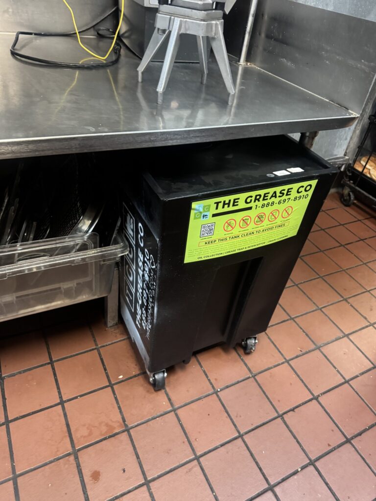 Grease trap installation in a restaurant